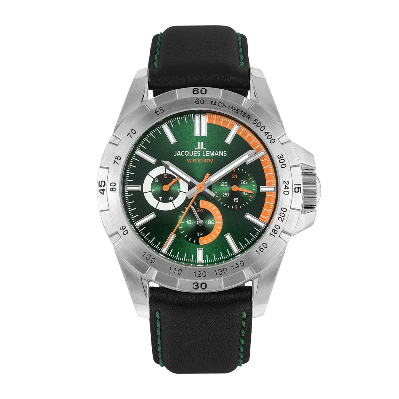 JACQUES LEMANS Orologio sportivo 42-2A, Nero, cinghia